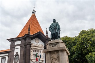 Statue sculpture Joao Goncalves Zarco in the city of Madeira. Portugal