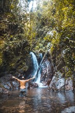 Natural waterfall of the Cerro Azul Meambar National Park