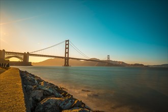 Golden Gate and its beautiful sunset tones. United States