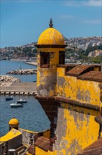 Yellow watchtower at the Forte de Sao Tiago fort in Funchal. Madeira