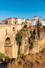 View of the buildings and the new bridge of Ronda province of Malaga