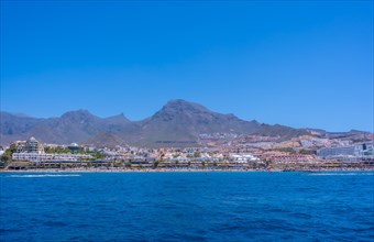 Panoramic view of the Costa de Adeje from a boat in the south of Tenerife