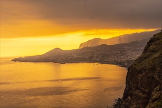 Cristo Rei viewpoint at sunset in Funchal in summer