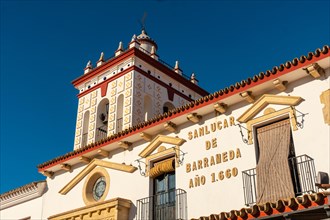White building of the brotherhood near the sanctuary of El Rocio. Huelva