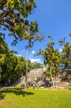 The Astronomical pyramid of Copan Ruinas seen from afar. Honduras