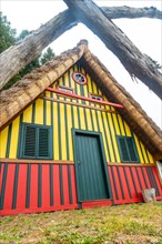 Detail of a traditional Madeiran house like those of Santana in the forest of Caldeirao Verde