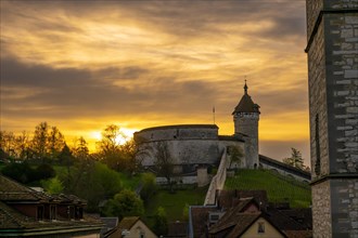 The Munot Castle of Schaffhausen in Sunrise in Switzerland