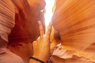 Symbol of peace or victory in Lower Antelope Arizona. United States