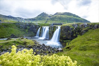 Kirkjufell waterfalls from below. Iceland