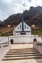 White church in the village of Paul do Mar in summer in the east of Madeira. Portugal