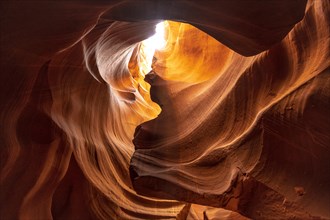 Red and purple cave in the Upper Antelope Canyon in the town of Page