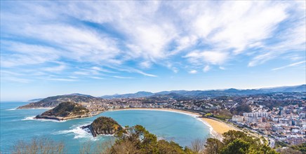 Panoramic view of the bay of La Concha de San Sebastian from Mount Igeldo. Basque Country