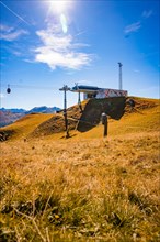 Mountain station of the Gastein cable car in rocky mountain landscape in autumn