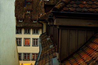 Beautiful Middle Ages Building Illuminated at Night in Schaffhausen
