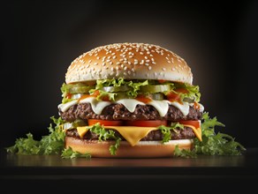 Fresh cooked delicious double cheeseburger with all the fixings. generative AI