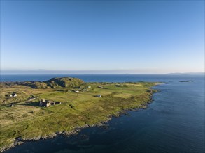 Aerial view of the island of Iona in the morning light
