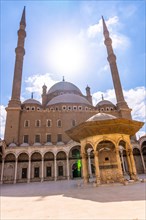 Alabaster Mosque and the gigantic pillars in the city of Cairo