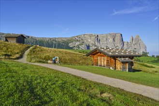 Alpine hut in front of Schlern