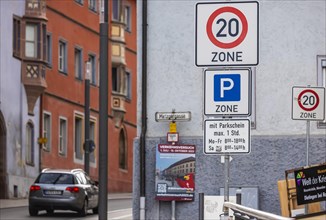 Traffic sign Tempo 20 km h applies on some streets in the city of Rottweil