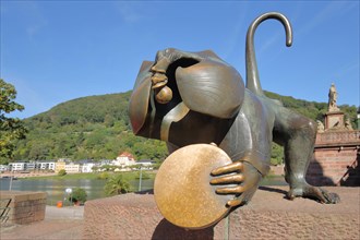 Sculpture Heidelberg Bridge Monkey by Gernot Rumpf 1977