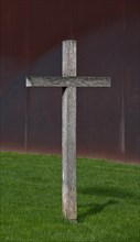 A memorial cross of the Sophiengemeinde commemorates collective graves with World War II bombing victims whose graves may not have been exhumed during reburial for the construction of the border forti...