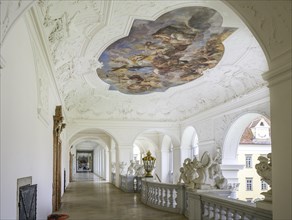 Corridor with ceiling fresco