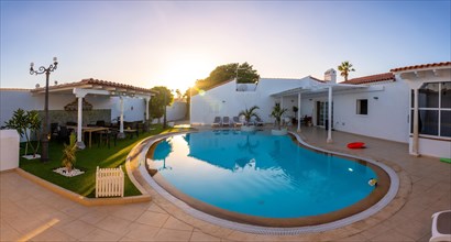Panoramic view of the pool in the luxury villa near Los Cristianos in the south of Tenerife