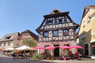 Half-timbered house and street pub