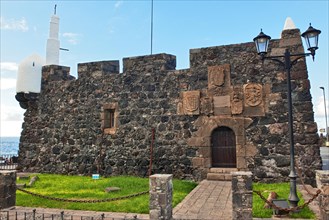 Museum historical castle small fortress Castillo de San Miguel from 16th century year 1575 in former capital of Tenerife Garachico