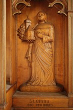 Saint Ottilia Sculpture on Late Gothic Altar with Inscription