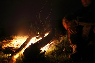 Man at a campfire
