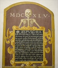 Death tablet with Latin text