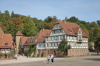 Inner courtyard with half-timbered houses in the former Cistercian abbey