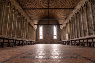 Beautiful interiors of the Abbey of Mont Saint-Michel inside