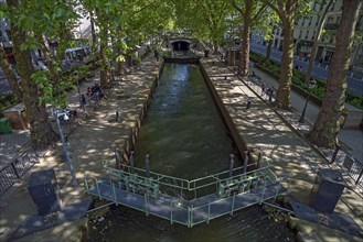 View of the Canal Saint-Martin with locks