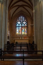 Interior of the Saint Corentin cathedral in the medieval village of Quimper in the Finisterre department. French Brittany