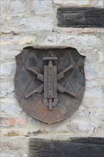Guild sign of the tanners on the historic tanner's house built 16th century