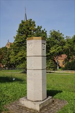 Staufer stele with inscription Barbarossa and coat of arms