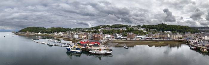 Aerial panorama of the harbour town of Oban