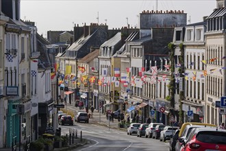 Residences and shops on the Avenue de la Gare in the centre of Concarneau. Brittany
