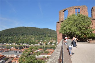 View from castle on cityscape with Neckar and Old Bridge