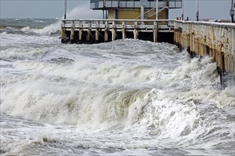 North Sea and western jetty during storm