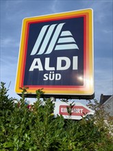 Logo of retail chain retailer grocery chain supermarket discounter Albrecht with lettering Aldi Sued