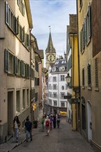 Narrow streets of the old town of Zurich