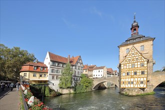 Historic Old Town Hall on the Regnitz with Geyerswoerth Bridge