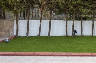 Garden in the Turkish town of Kusadasi with artificial grass