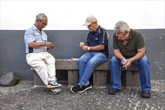 Men playing cards in the port of Camara de Lobos
