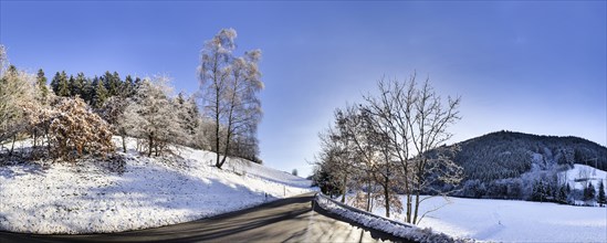 Road through a winter landscape near Elzach