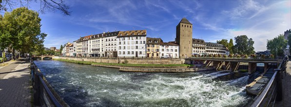 220 degree panorama of Quai Turckheim and Canal du Faux-Rempart in Strasbourg