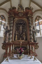 Altar from 1723 in the late Gothic church of St. John the Baptist